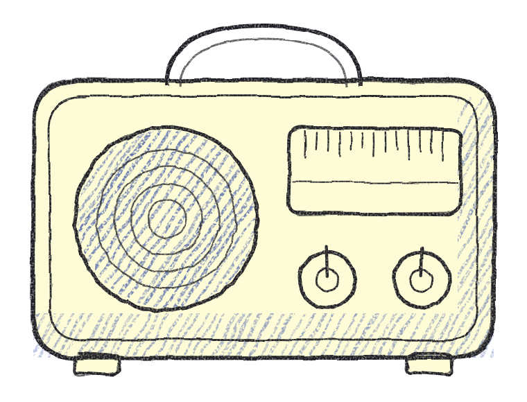 Pencil sketch of an old radio